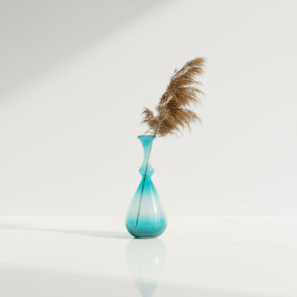 Hand-Blown Turquoise Ombre Glass Vase – Elegant Decorative Accent for Modern Interiors