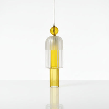 Hand-Blown yellow Ribbed Glass pendant light - Modern Lighting