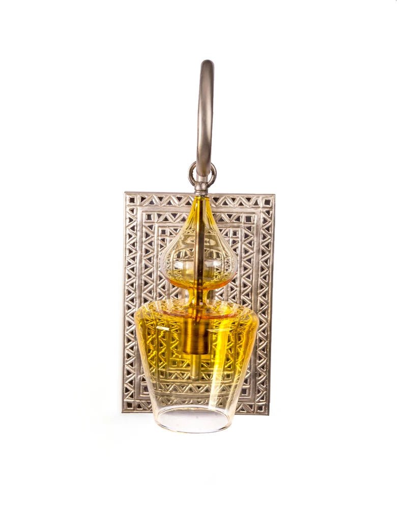 Hand-Painted Yellow Fade Blown Glass Wall Light | Brass Wall Sconce
 | Les Trois Pyramides