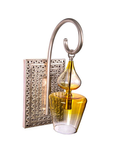 Hand-Painted Yellow Fade Blown Glass Wall Light | Brass Wall Sconce  | Les Trois Pyramides