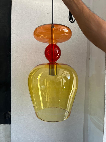 Handblown Glass Pendant Light Set – Custom Hanging Glass Lights for Interior Spaces | Les Trois Pyramides 
