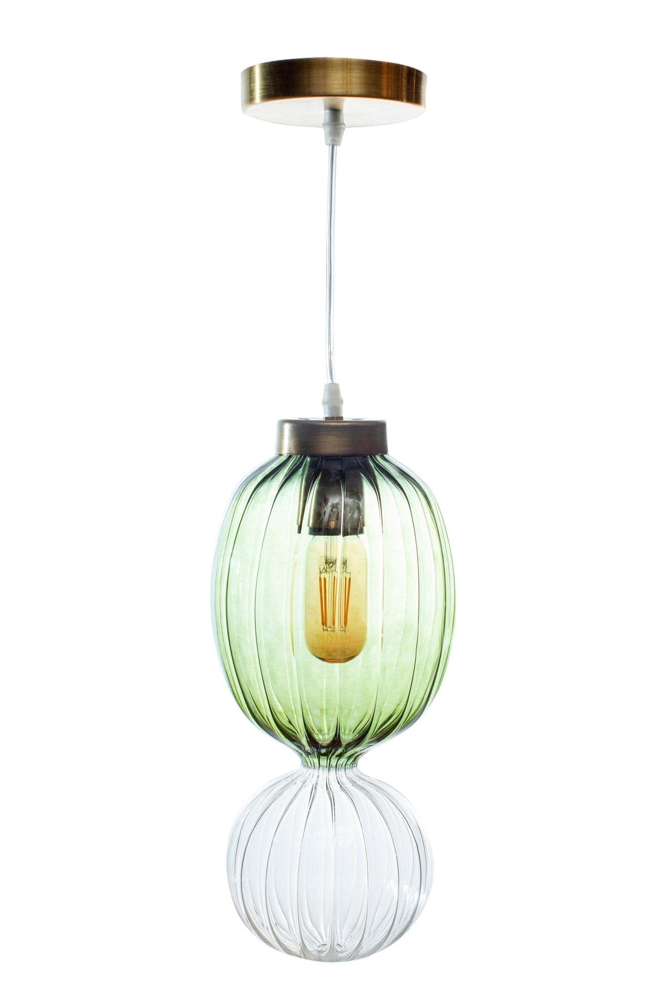 Modern Green and Clear Handmade Deco Light Fixture - Les Trois Pyramides 