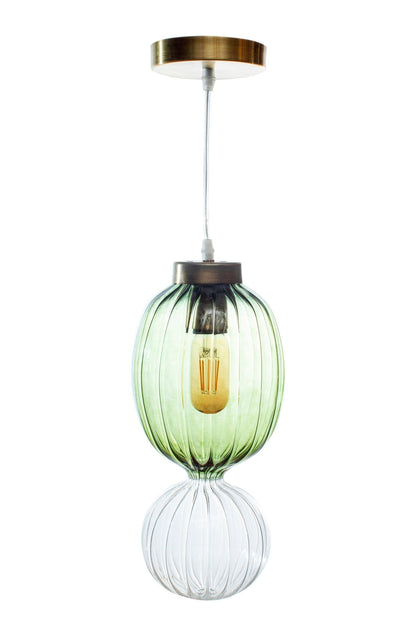 Modern Green and Clear Handmade Deco Light Fixture - Les Trois Pyramides 