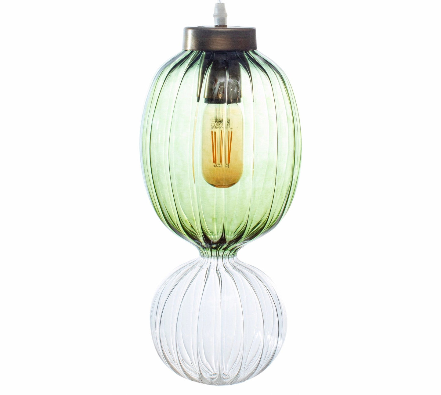 Modern Green and Clear Handmade Deco Light Fixture - Les Trois Pyramides 