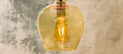  Handcrafted Amber and Rose Glass Pendant Light – Unique Retro-Inspired Ceiling Fixture for Home Lighting | Les Trois Pyramides