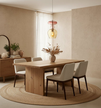 Handcrafted Amber and Rose Glass Pendant Light – Unique Retro-Inspired Ceiling Fixture for Home Lighting