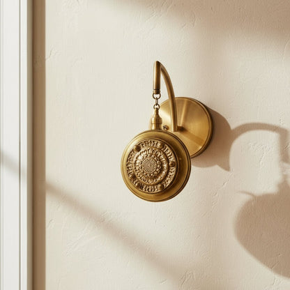 Solid Brass Wall Sconce with Vintage Round Design