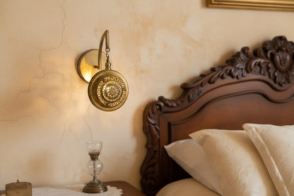 Solid Brass Wall Sconce with Vintage Round Design