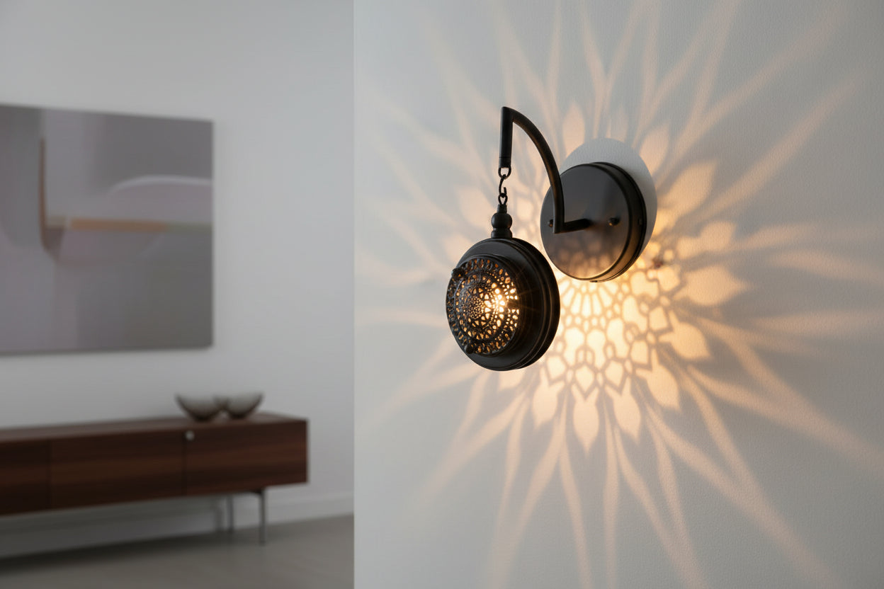 Solid Brass Wall Sconce with Vintage Round Design