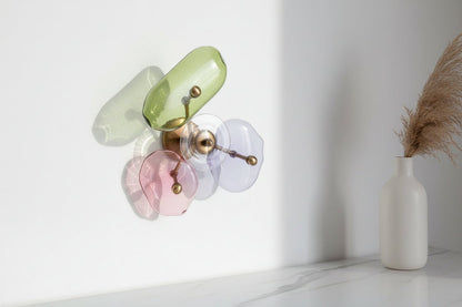 Handcrafted Floral Blown Glass Wall Lamp