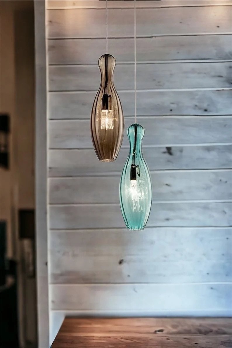 Light Fixture- Blown Glass Pendant Light - Les Trois Pyramides