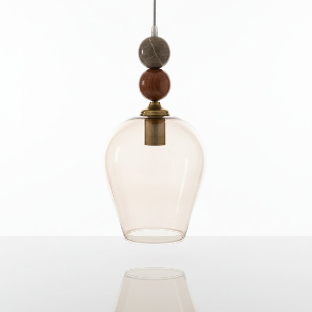 Handcrafted Glass Pendant Light with Marble Accents - Elegant Modern Lighting