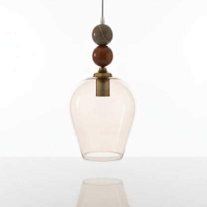 Handcrafted Glass Pendant Light with Marble Accents - Elegant Modern Lighting
