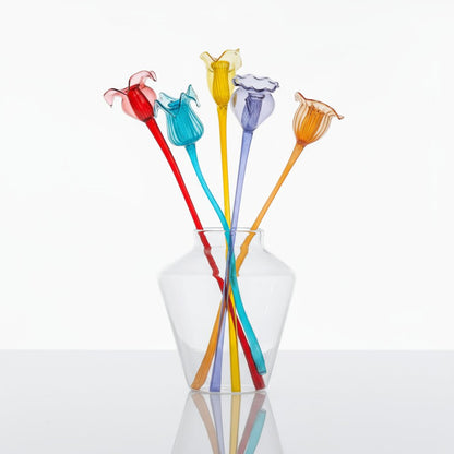 Handcrafted Glass Vase with Colorful Glass Flowers – Unique Floral Art Display
