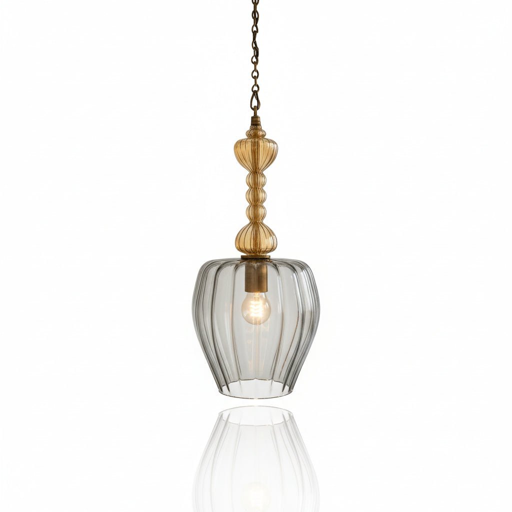 Handcrafted Gold Glass Pendant Light – Vintage-Inspired Ceiling Fixture for Ambient Lighting