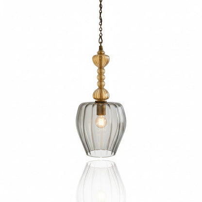 Handcrafted Gold Glass Pendant Light – Vintage-Inspired Ceiling Fixture for Ambient Lighting