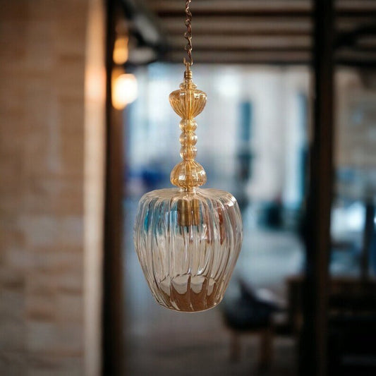 Handcrafted Gold Glass Pendant Light – Vintage-Inspired Ceiling Fixture for Ambient Lighting | Les Trois Pyramides