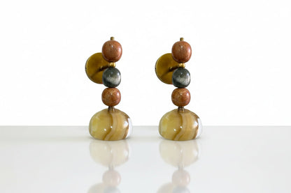 Handcrafted Marble & Brass Light Fixture, Modern Geometric Wall Decor