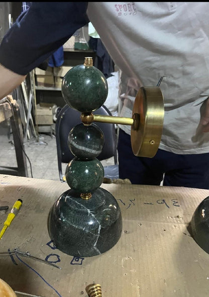 Handcrafted Marble & Brass Light Fixture, Modern Geometric Wall Decor | Custom Marble