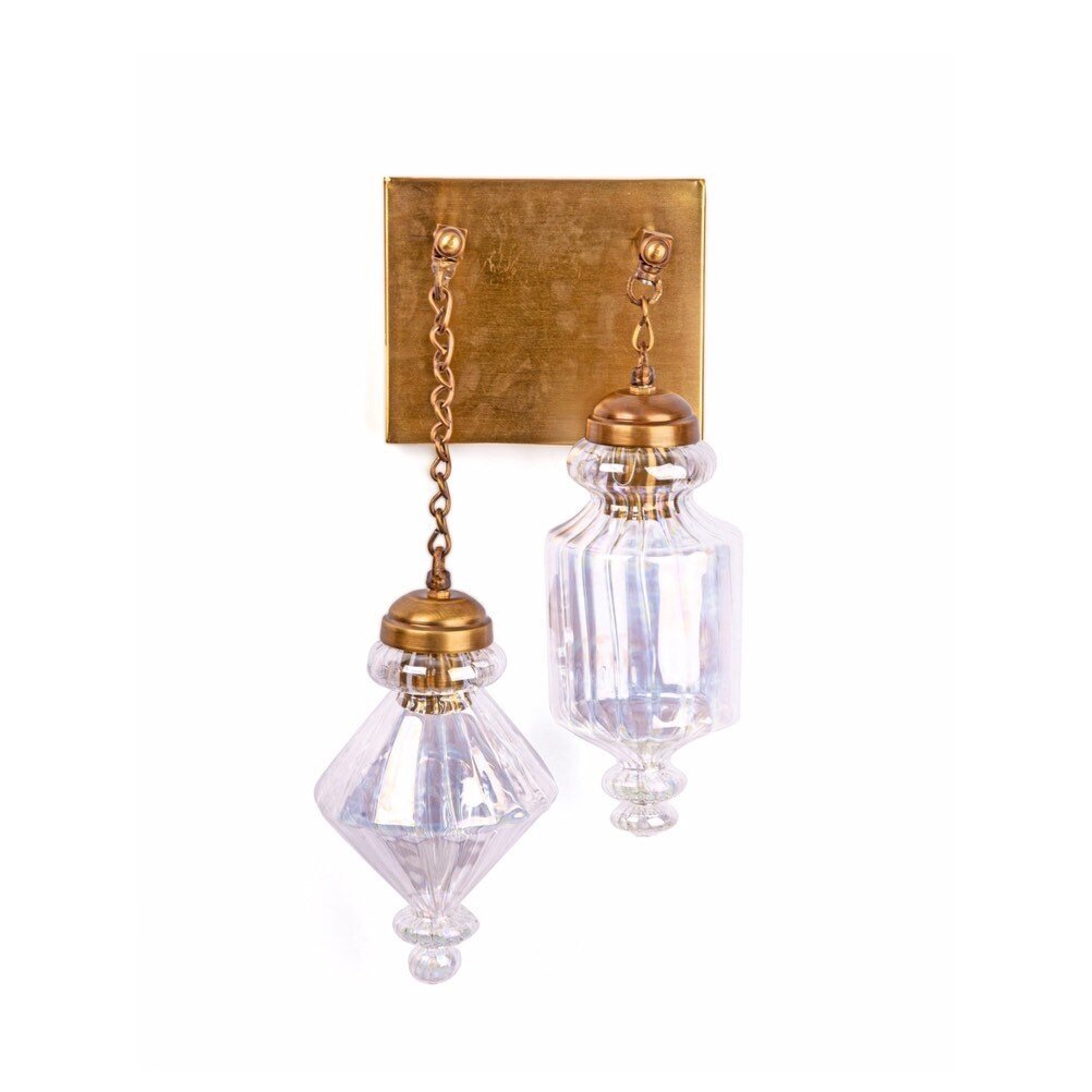 Ribbed Double Glass Sconce Light Fixture for Home Decor | Les Trois Pyramides 