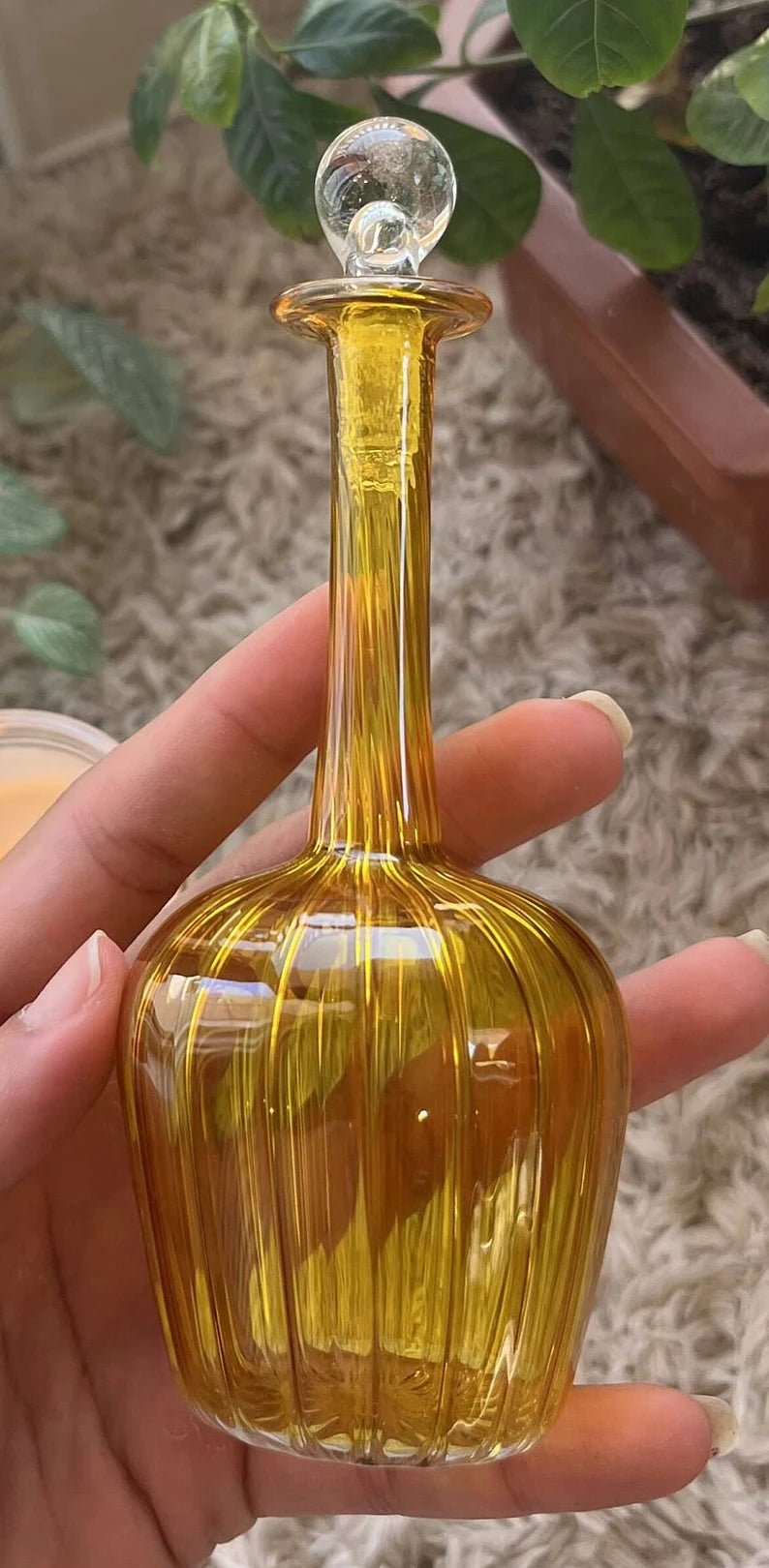 Handcrafted Yellow Glass Perfume Bottle – Unique Christmas Gift | Les Trois Pyramides