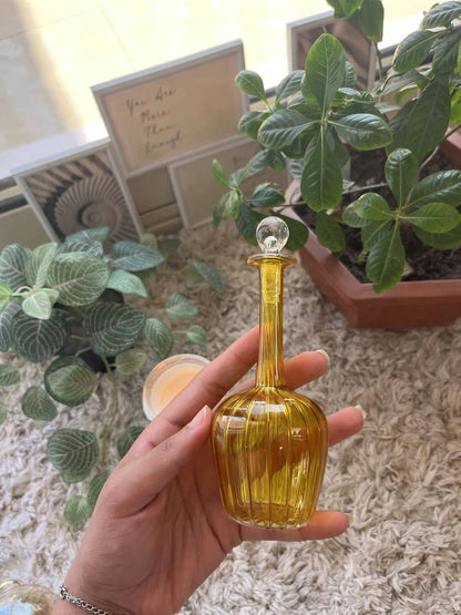 Handcrafted Yellow Glass Perfume Bottle – Unique Christmas Gift | Les Trois Pyramides