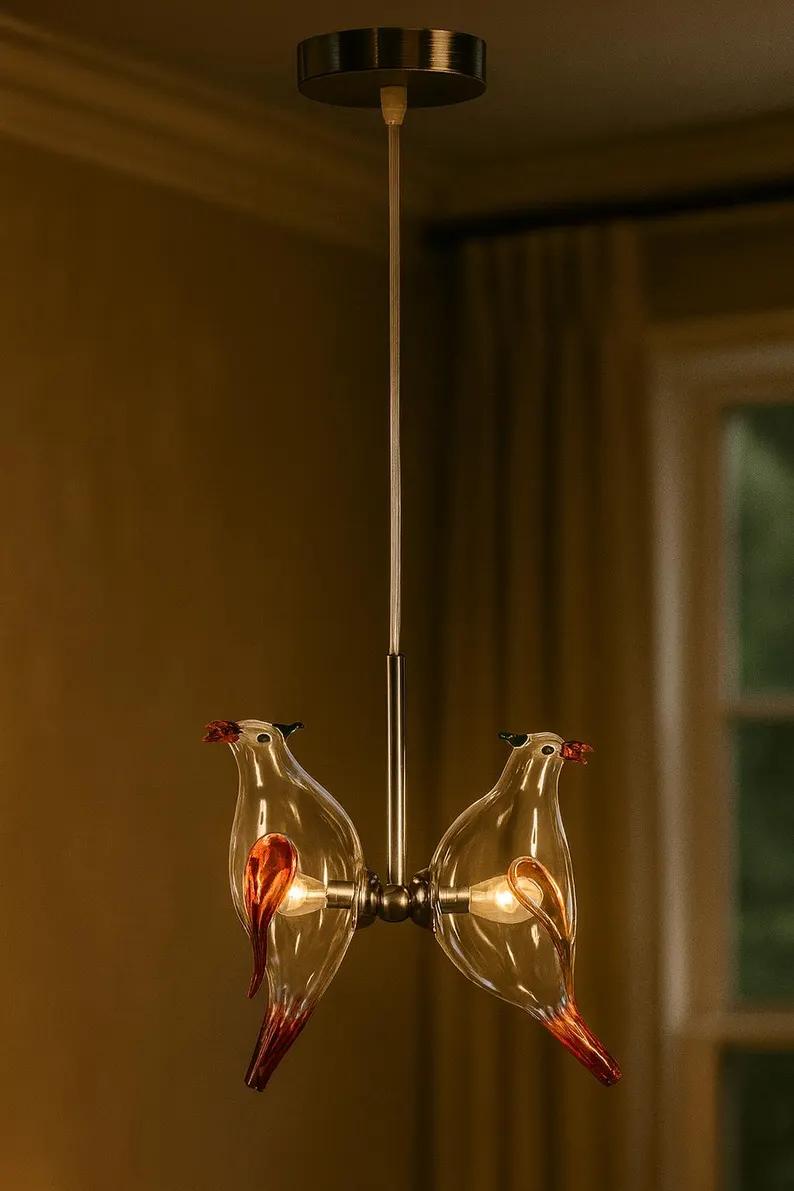 Handmade Birds Twin Hanging lamp for Dining room lights
