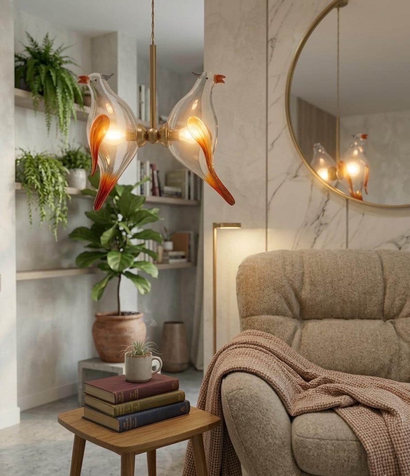 Handmade Birds Twin Hanging lamp | Les Trois Pyramides.