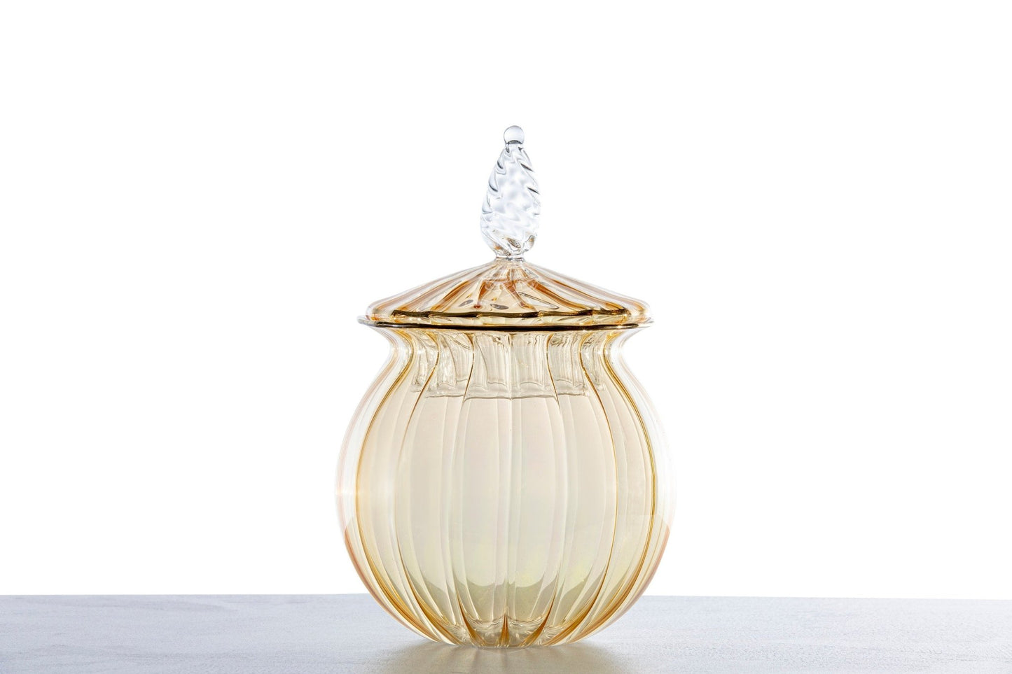 Handmade Blown Glass Jar Embossed with 14 K Gold / Hand Made Decoration for Kitchen - Les Trois Pyramides