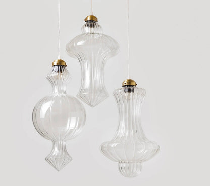 Blown Glass and Brass Light Fixture - Les Trois Pyramides