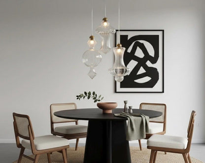 Blown Glass and Brass Light Fixture - Les Trois Pyramides