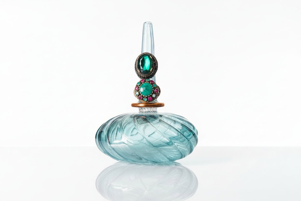 Handmade Blown Glass Ring Holder with 14K Gold Detailing