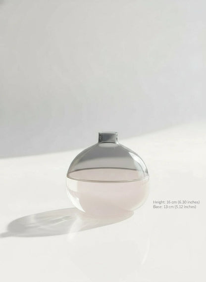 Handmade Blown Glass Vase – Shaded Grey & Blush Pink Round Design