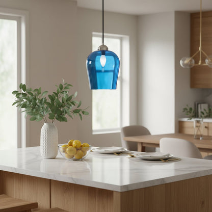 Handmade Blue Blown Glass Pendant Light
