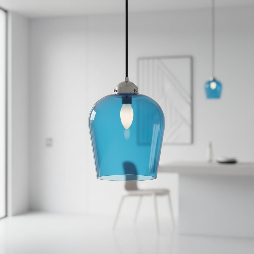 Handmade Blue Blown Glass Pendant Light