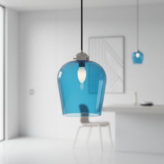 Handmade Blue Blown Glass Pendant Light