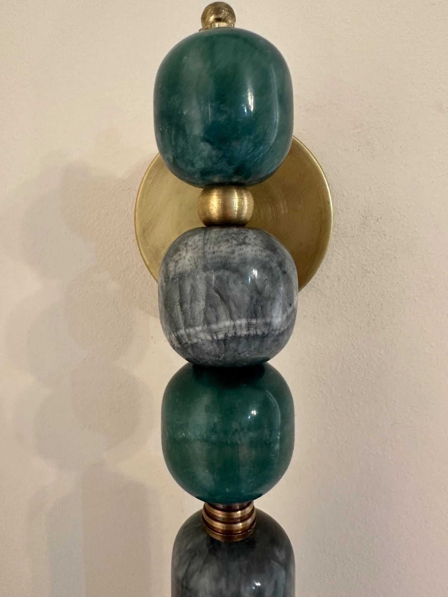 Handmade Brass finish sconce lighting with Green Marble Gemstones -  sconce lighting by Les Trois Pyramides