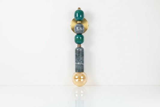 Handmade Brass finish sconce lighting with Green Marble Gemstones -  sconce lighting