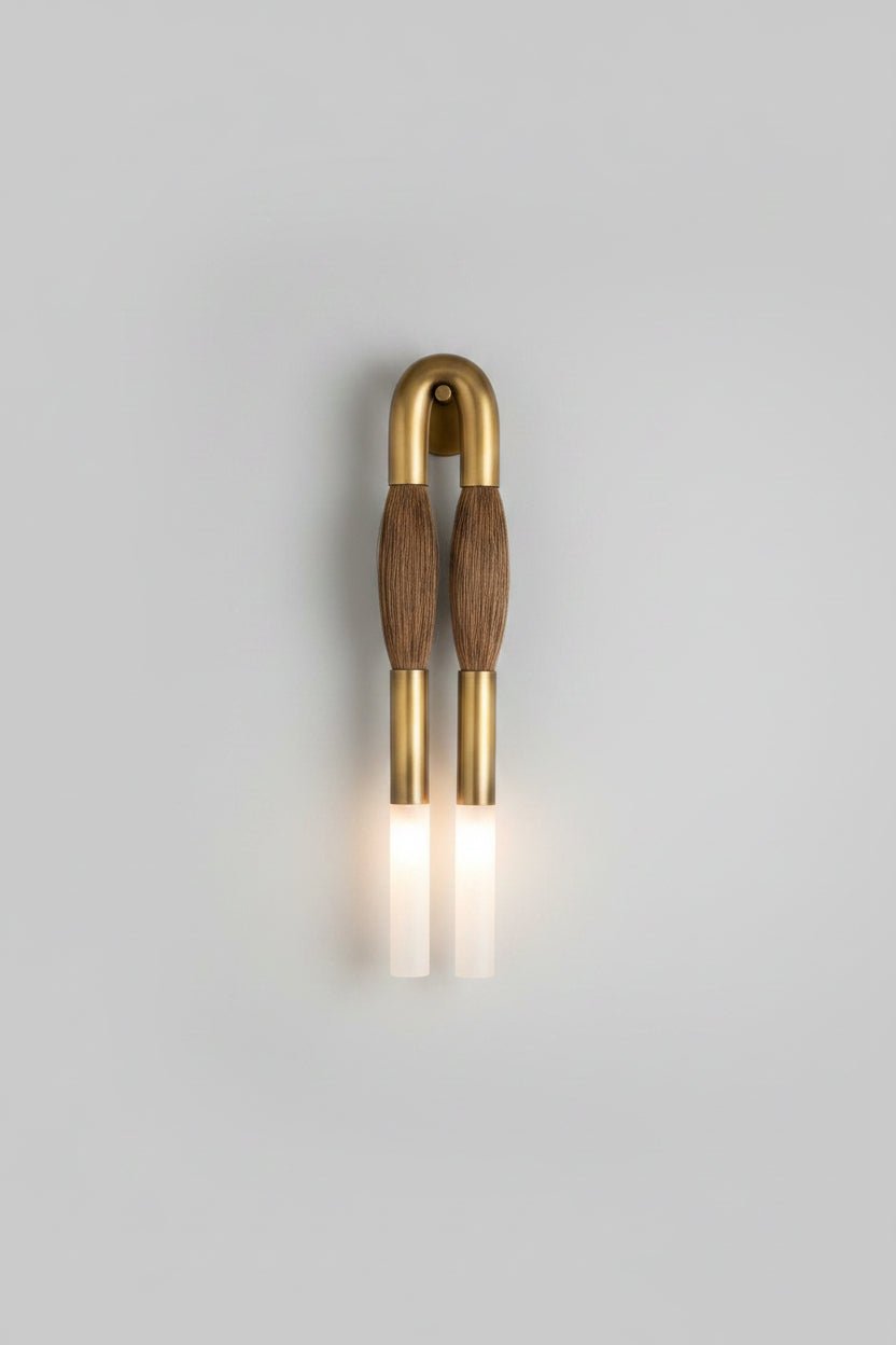 Handmade Brass & Horsehair Wall Sconce | Handmade Designer Sconce - Les Trois Pyramides