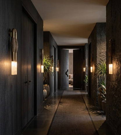 Handmade Brass & Horsehair Wall Sconce | Handmade Designer Sconce - Les Trois Pyramides