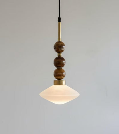 Handmade Brown Onyx and Frosted Glass Pendant Light | Modern Stone Hanging Lamp