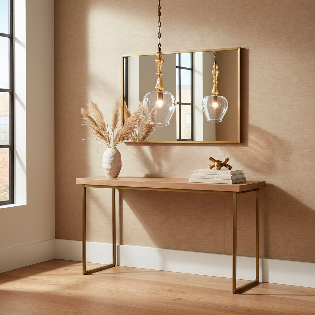 Handmade Clear and Gold Blown Glass Pendant Light – Timeless Glass Ceiling Light