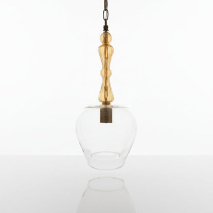 Handmade Clear and Gold Blown Glass Pendant Light – Timeless Glass Ceiling Light