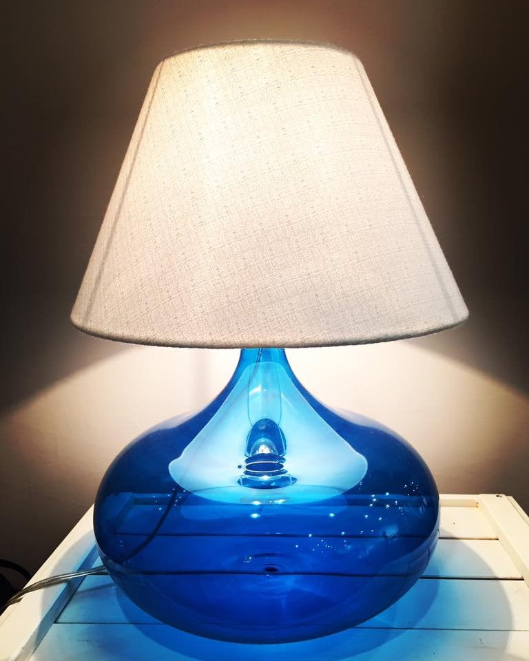 Handmade Concave Circle Table Lamp Blown Glass - Les Trois Pyramides