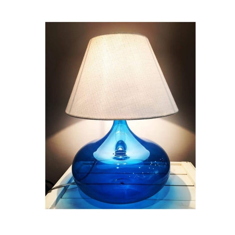 Handmade Concave Circle Table Lamp Blown Glass - Les Trois Pyramides