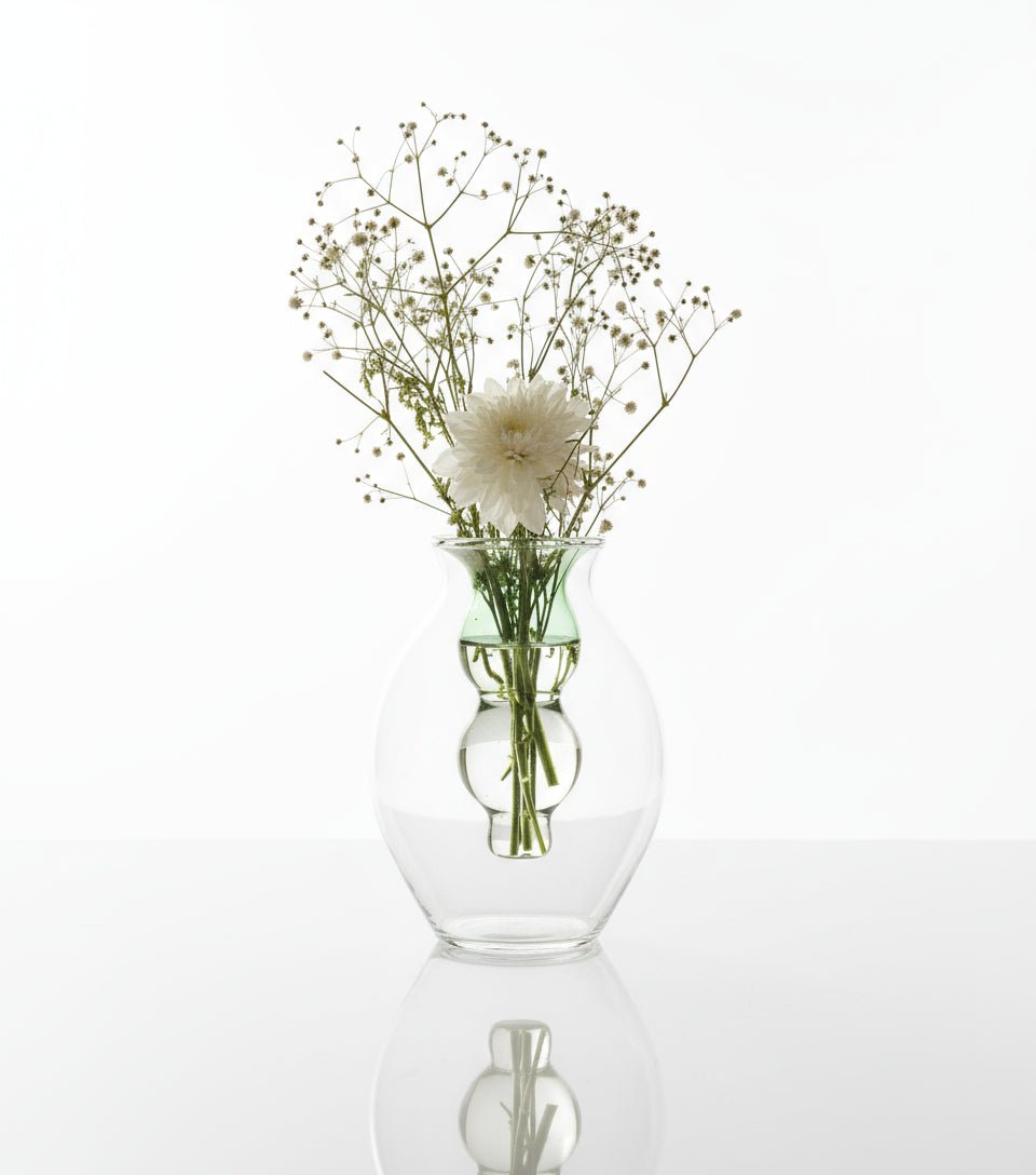 Handmade Double-Layer Glass Vase – Clear with Inner Green Core | Modern Art Deco Decorative Vase