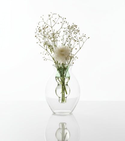 Handmade Double-Layer Glass Vase – Clear with Inner Green Core | Modern Art Deco Decorative Vase