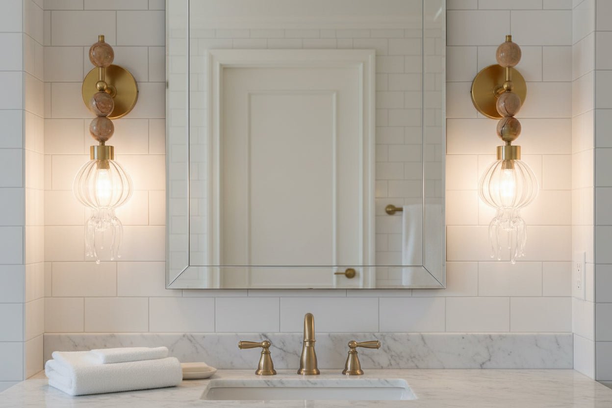Artistic jellyfish wall sconce used as statement bathroom lighting