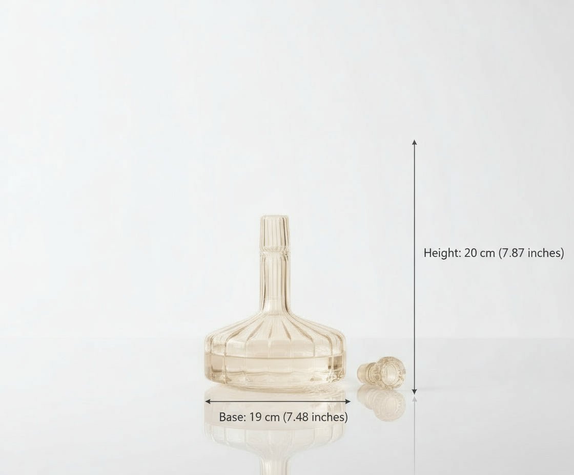 Handmade Light Beige Glass Decanter | Modern Blown Glass Bottle for Home & Bar Decor