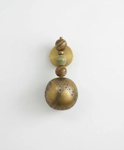 Handmade Onyx Wall Light with Brass Sphere | Vintage inspired Artisanal sconce | Les Trois Pyramides